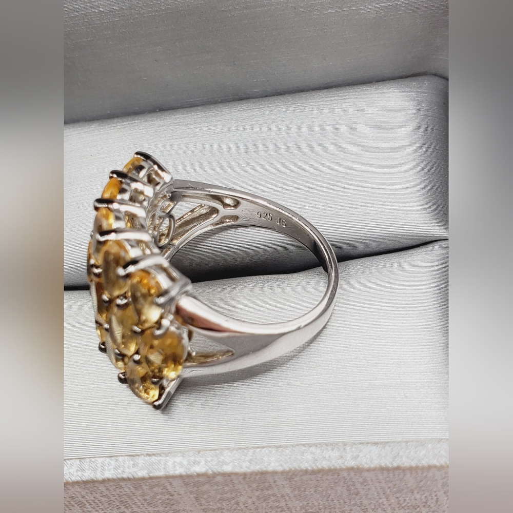 Genuine Pear Shaped Citrine Black Rhodium / 925 Sterling Silver Statement Ring - Picture 6 of 7